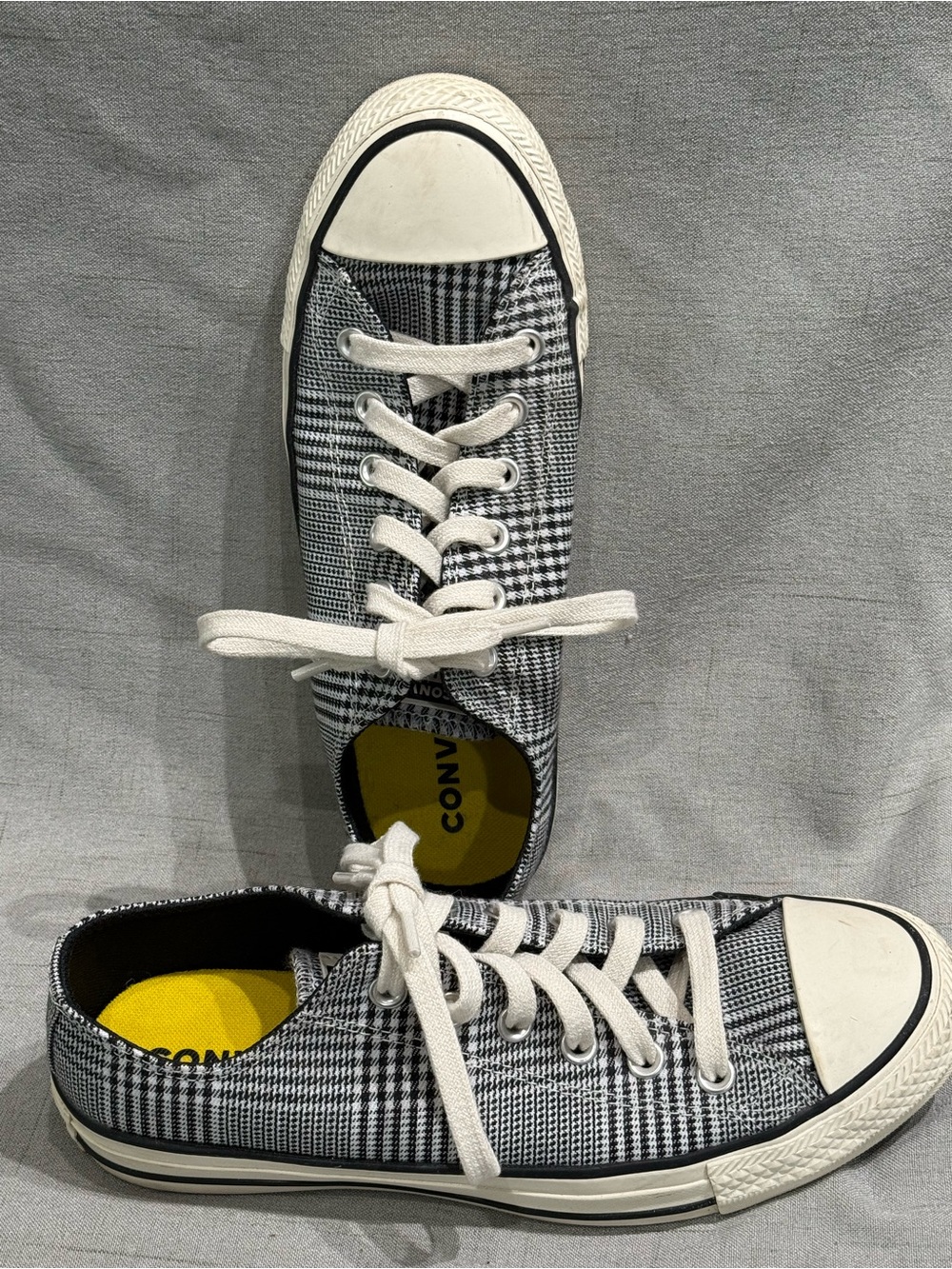 Converse Chuck Taylor All Star Women's Size 9 Black Gray Plaid Shoes Sneakers